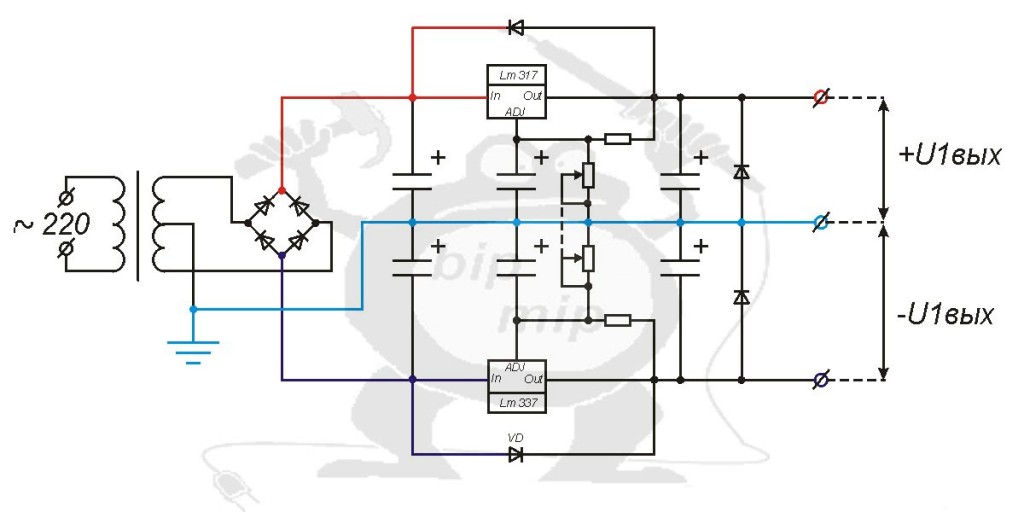 Двухполярный блок питания на lm317 и lm337 с регулировкой тока и напряжения